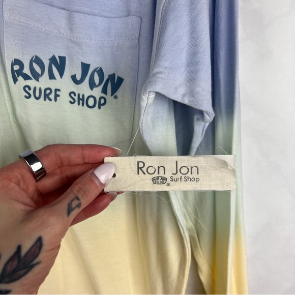 NWT Ron Jon Surf Shop Pastel Rainbow Tie Dye Long Sleeved Pocket T-Shirt Tee M - Picture 5 of 6
